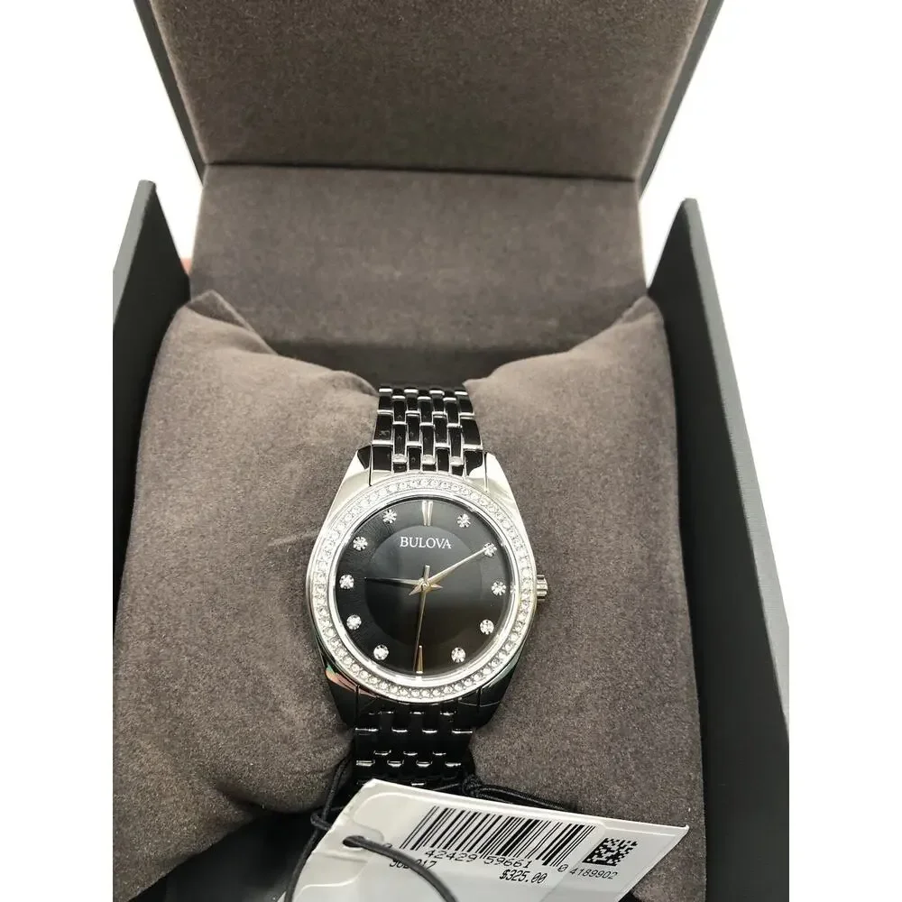 Bulova Classic Crystal Stainless Steel Quartz Ladies Women Watch NEW